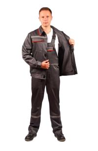 Костюм с п/к СПЕЦ-МАСТЕР-2 48хб/52пэ, пл.263, серый/красный