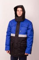 Куртка утепленная ПРОФЕССИОНАЛ  на замке Герда (КИТАЙ)  35хб/65пэ, пл.210 чёрн/василек ТОЛЬКО РАЗМЕР  60-62/182-188