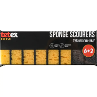 Губки бытовые крупнопористые TETEX PRO 100х70х35 мм., 6 шт+2шт