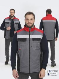 Жилет утепленный ФОРМУЛА на замке, пл. 240, 65пэ, 35хб, сер/красн/черн