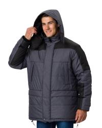 Куртка утепленная ПРЕМИУМ на замке ткань ТАСЛАН 100пэ, пл.150, т.сер/черн. 48-50/170-176