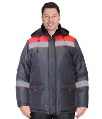 Куртка утепленная СИРИУС-БРИГАДИР  100 пэ, пл.105 т-сер. с красн.  на молнии