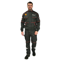 Костюм с полукомбинезоном SHELL 45 хб/55 пэ, пл.260, тк. НОРТОН, темно-серый/черный/красный