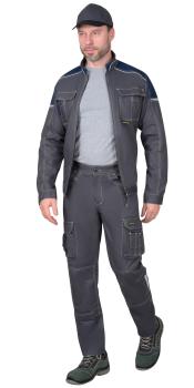 Костюм с брюками ДЖЕТ СТРЕЙЧ 35 хб/65 пэ, пл.260, темно-серый/синий