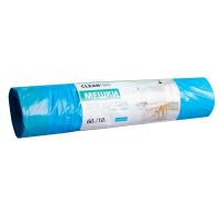 Пакеты для мусора CLEANTON ПВД 60л/10шт 22 мк 60*64 с завязками голубой