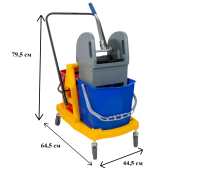 Тележка уборочная двухведерная 2х17л (пластик) с отжимом