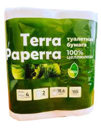 Бумага туалетная TERRA PAPERRA СПАРТАК двухслойная, со втулкой,18,6 метров, 4 рулона белая