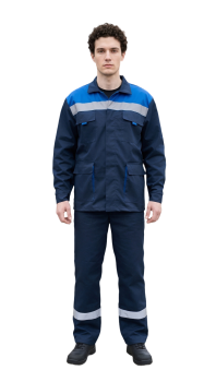 Костюм с брюками КАРЕЛИЯ-1 ПРЕМИУМ 80 хб/20 пэ, пл.260, темно-синий/василек