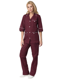 Костюм (блуза, брюки) женский ДИАНА 35хб/65пэ, пл.120, бордовый