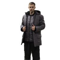 Куртка утепленная  с жилетом САВ146 на замке 100пэ, пл.130, серая ТОЛЬКО 52-54/170-176