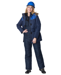 Куртка утепленная женская САКРИН СНЕЖАНА на замке ткань ТАСЛАН 100пэ, пл.135, т.син/вас.