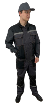 Костюм с п/к СТРОИТЕЛЬ БЕОН 51хб/49пэ, пл.210, св.сер/т.сер.