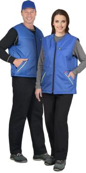 Жилет утепленный СИРИУС-КАССИР на замке, 100пэ, пл.105, васильковый