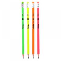 Карандаш трёхгранный NEON DELI НВ с ластиком, ассорти