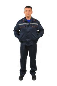 Костюм с п/к СПЕЦ-ЛИДЕР 35хб/65пэ, пл.220, синий/оранжевый