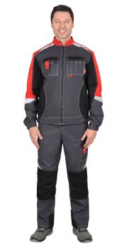 Костюм с п/к МЕГА 35хб/65пэ, пл.245, темно-серый/черный/красный