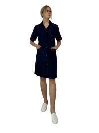 Халат женский НАДЕЖДА ткань ТиСи 35 хб/65 пэ, пл. 120, темно-синий/красный