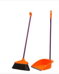 Набор метла+совок с длинной ручкой БЫСТРО-ЧИСТО PERFECTO LINEA (Ленивка), оранжевый