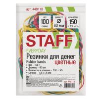 Резинки для денег STAFF 100 гр., д. 60мм., ассорти