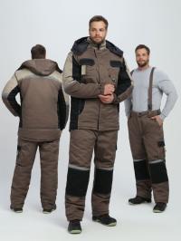 Костюм утепленный с брюками МЕГА 35хб/65пэ, пл.240, корич/чер/беж., р.48-50/170-176