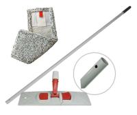 Комплект Ручка металлическая 140см, д. 22 мм + Держатель 40*11см Y041 + Сменная насадка для швабры МЕЛАНЖ МИКРОФИБРА ПРЕМИУМ размер 44 х 16 см для держателя 40х11 см. (карман+язык)