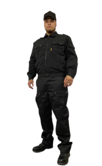 Костюм с брюками ОХРАНА-ЗУБР 35хб/65пэ, пл.210, черный