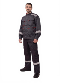 Костюм с п/к ГАРАНТ 51хб/49пэ, пл.210 темно-серый/красный