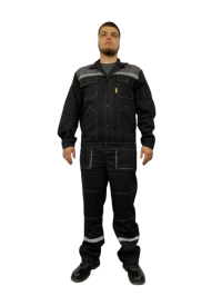 Костюм с брюками ТЕХНИК 76хб/24пэ, пл.250, т.чёрн/сер.