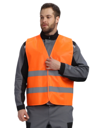 Жилет сигнальный PROFLINEBASE 100 пэ, пл.100, на липучках, оранжевый, р. 64-66, 68-70
