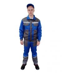 Костюм с полукомбинезоном ПРАКТИК  51хб/49пэ, пл.210, василек/серый