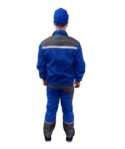 Костюм с полукомбинезоном ПРАКТИК  51хб/49пэ, пл.210, василек/серый