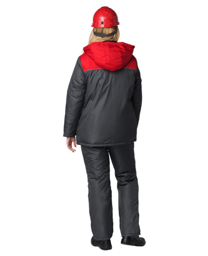 Куртка утепленная женская САКРИН СНЕЖАНА на замке ткань ДЮСПО 100пэ, пл. 80, т.сер/крас.