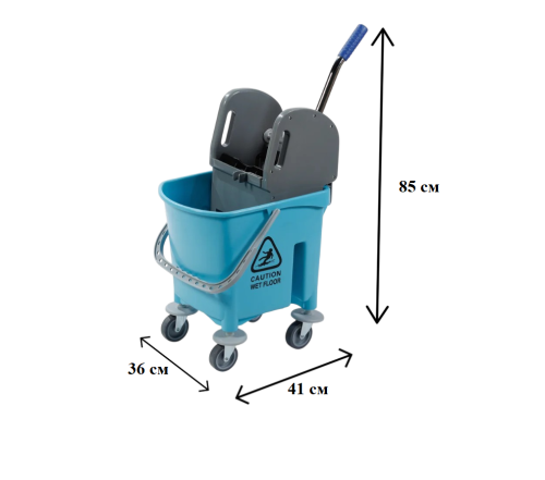 Тележка уборочная одноведерная 1х23л (пластик) с отжимом