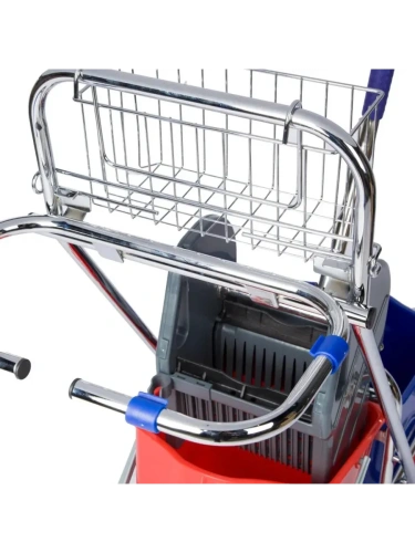 Тележка уборочная двухведерная 2*17л (металл) с отжимом и корзиной и креплением для мешка