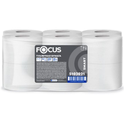 Бумага туалетная FOCUS SMART однослойная, со втулкой,1 рулон, 200 метров