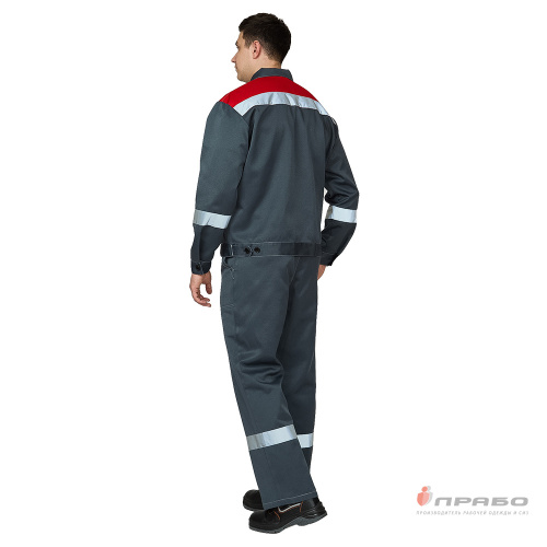 Костюм с брюками ПАНТЕОН-1 35хб/65пэ, пл.210, темно-серый/красный