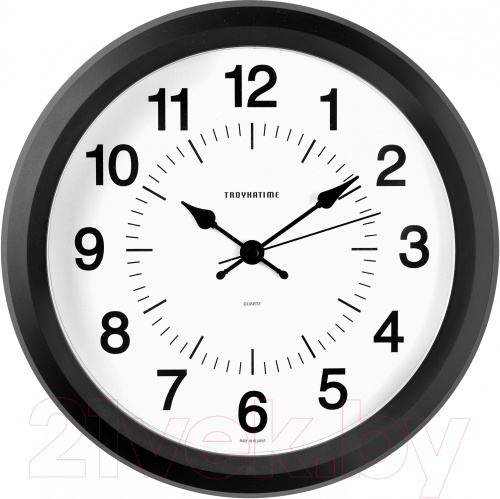 Настенные часы ТРОЙКА 23230233, круглые черные
