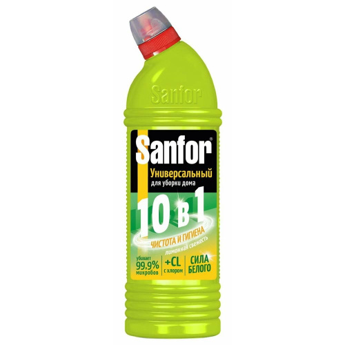 Средство хлорное и кислотное для сантехники SANFOR УНИВЕРСАЛ 10 в 1 гель утенок 750 мл.