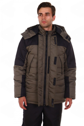 Куртка утепленная ТНЗМИМ-2 на замке ткань ДЮСПО 100пэ, пл.110, хаки/чёрн., р.48-50/170-176