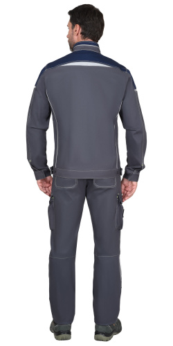 Костюм с брюками ДЖЕТ СТРЕЙЧ 35 хб/65 пэ, пл.260, темно-серый/синий