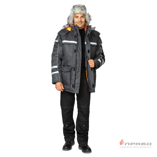 Куртка утепленная АЛЯСКА УЛЬТРА 100пэ, пл.170, темно-серая, размер  ликвидация только 52-54/170-176 и 60-62/182-188