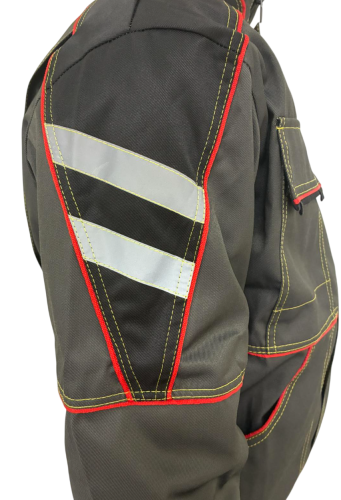 Костюм с полукомбинезоном SHELL 45 хб/55 пэ, пл.260, тк. НОРТОН, темно-серый/черный/красный