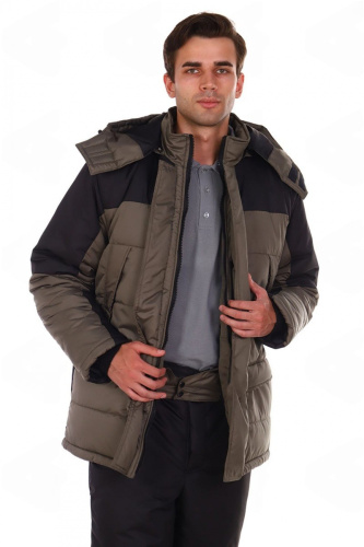 Куртка утепленная ТНЗМИМ-2 на замке ткань ДЮСПО 100пэ, пл.110, хаки/чёрн., р.48-50/170-176