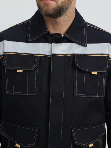 Костюм с п/к ТРОЯ 100хб, пл.320, темно-синий/бежевый