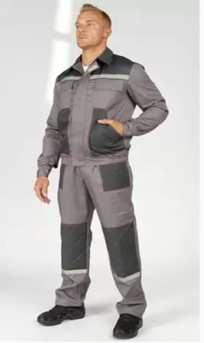 Костюм с п/к СТРОИТЕЛЬ БЕОН 51хб/49пэ, пл.210, св.сер/т.сер.