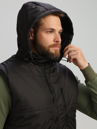 Жилет утепленный РЕЗКО РЕСПЕКТ на замке, с капюшоном, 100пэ, пл.135, черн.