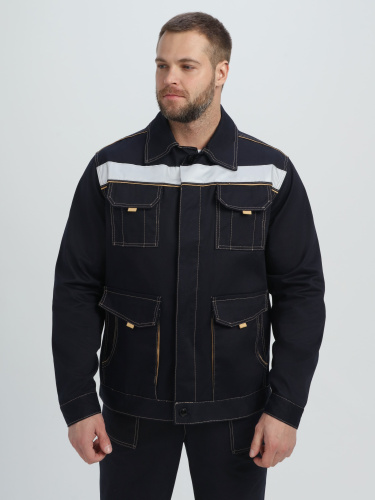 Костюм с п/к ТРОЯ 100хб, пл.320, темно-синий/бежевый