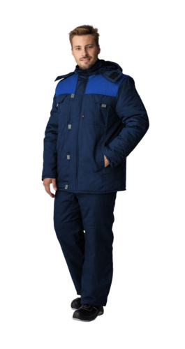 Куртка утепленная ФАВОРИТ удлиненная на замке ткань БАЛТЕКС 35хб/65пэ, пл.240, т.син/васил/сер., р.52-54/170-176