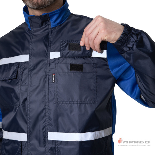 Костюм с п/к АВТОТЕХНИК 100пэ + 30хб/70пэ, темно-синий/василёк