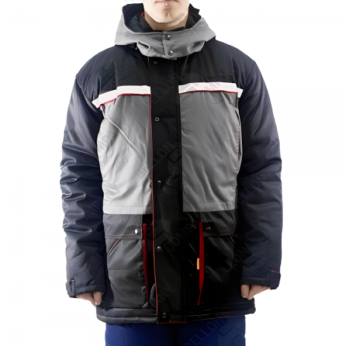 Куртка утепленная КОМФОРТ на замке ткань Грета МОГОТЕКС 51хб/49пэ, пл.210, сер/черн. или крас/чёрн.